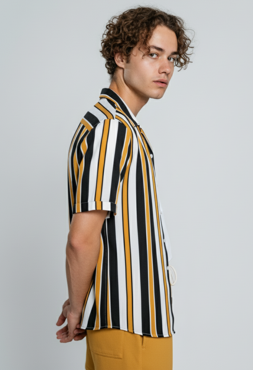 Conjunto Masculino Retro Orange - Camisa + Bermuda 2pcs