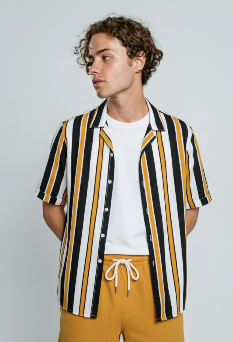 Conjunto Masculino Retro Orange - Camisa + Bermuda 2pcs